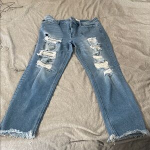 KanCan Light Blue Distressed Straight Leg Jeans